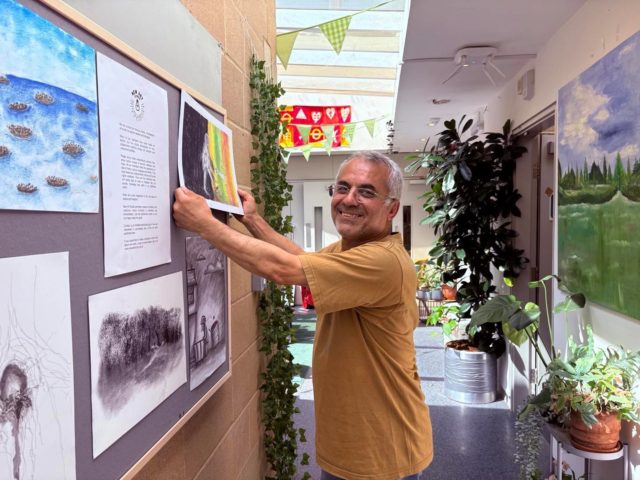 Preparing for Open Studio for Refugee Week! Good teamwork